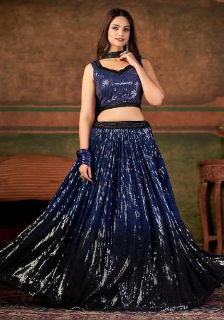 Picture of Georgette Midnight Blue Readymade Lehenga Choli