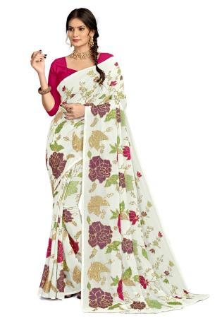 Picture of Splendid Georgette Off White Saree