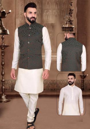 Picture of Taking Silk Beige Kurtas