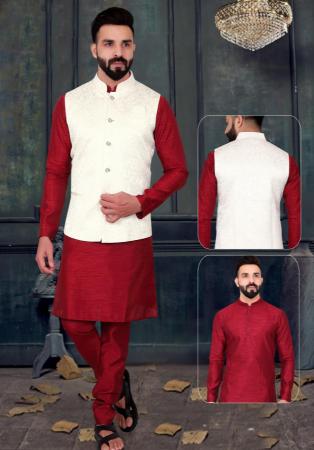 Picture of Magnificent Silk Fire Brick Kurtas