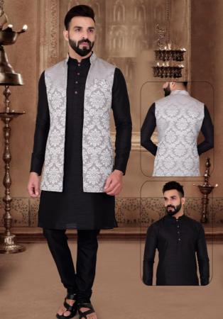 Picture of Charming Silk Black Kurtas