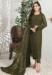 Picture of Georgette Dark Olive Green Straight Cut Salwar Kameez