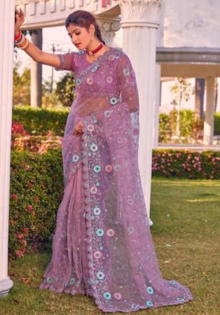 Picture of Classy Net Rosy Brown Saree