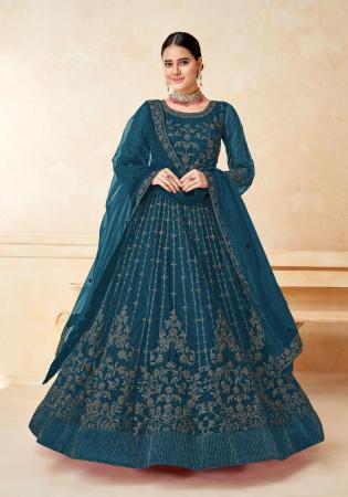 Picture of Enticing Net Midnight Blue Anarkali Salwar Kameez