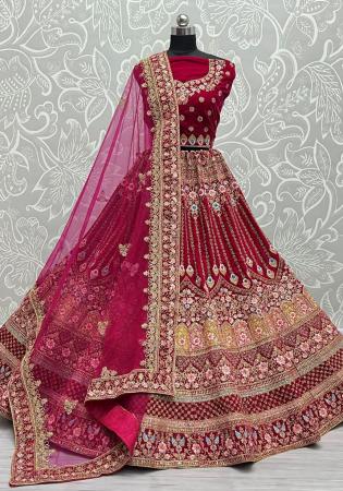 Picture of Sublime Chiffon Dark Red Lehenga Choli