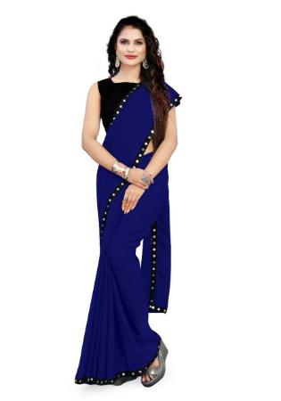 Picture of Fine Georgette Midnight Blue Saree