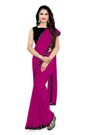 Picture of Ideal Georgette Medium Violet Red Saree