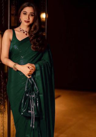 Picture of Appealing Georgette Forest Green Saree