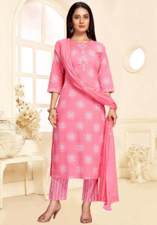 Picture of Beautiful Cotton Hot Pink Readymade Salwar Kameez