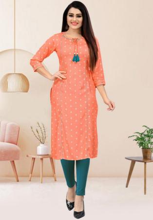 Picture of Ideal Cotton Salmon Kurtis & Tunic