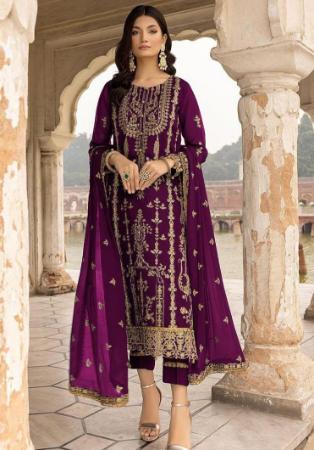 Picture of Georgette Saddle Brown Straight Cut Salwar Kameez