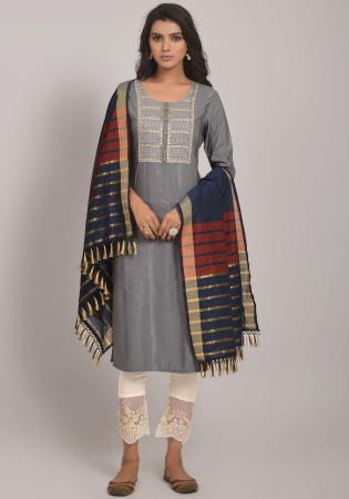 Picture of Pleasing Rayon Dim Gray Readymade Salwar Kameez