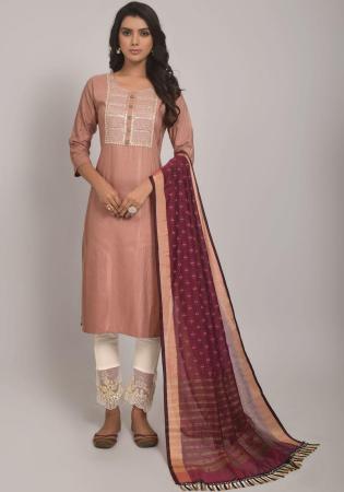 Picture of Gorgeous Rayon Rosy Brown Readymade Salwar Kameez