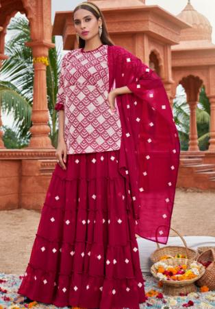 Picture of Fascinating Georgette Maroon Straight Cut Salwar Kameez