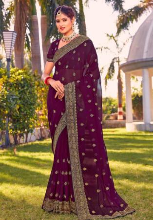 Picture of Pretty Georgette Brown Saree