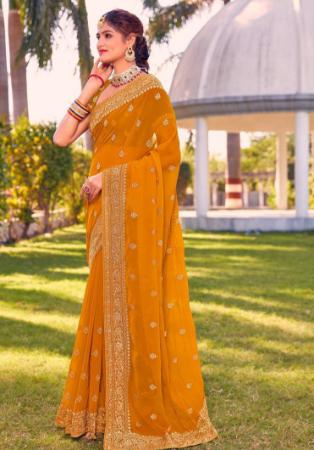 Picture of Excellent Georgette Dark Orange Saree