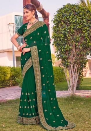 Picture of Taking Georgette Dark Green Saree