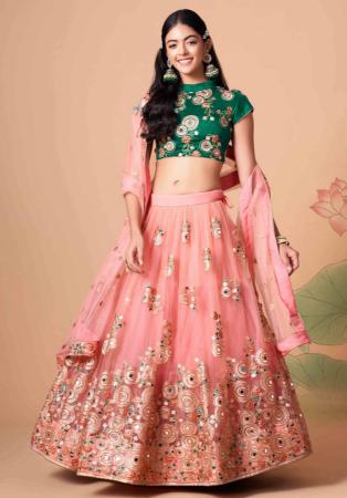 Picture of Grand Net Light Salmon Lehenga Choli