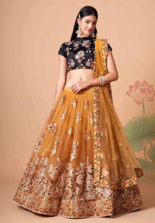 Picture of Pleasing Net Sandy Brown Lehenga Choli