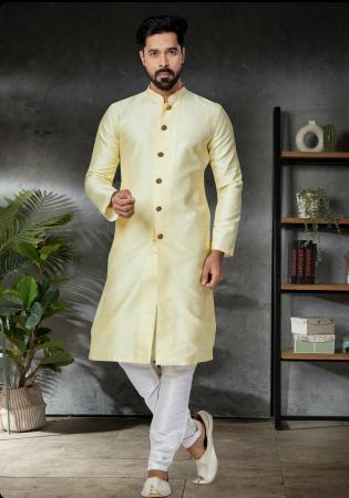 Picture of Cotton & Georgette & Silk Lemon Chiffon Kurtas