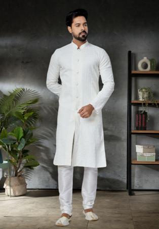 Picture of Splendid Cotton & Georgette & Silk White Kurtas