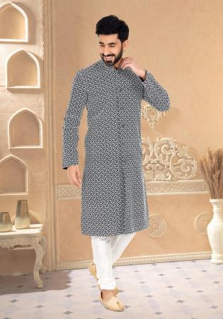 Picture of Cotton & Georgette & Silk Light Steel Blue Kurtas