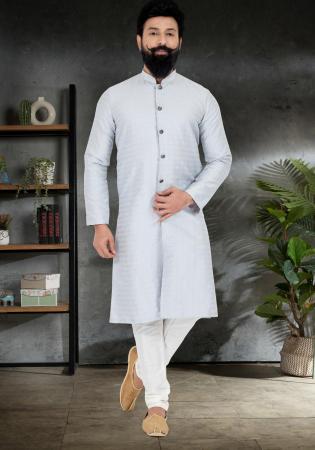 Picture of Cotton & Georgette & Silk Light Steel Blue Kurtas