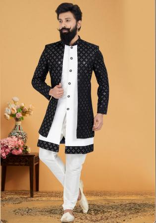 Picture of Classy Georgette & Silk White Indo Western