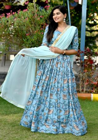 Picture of Exquisite Chiffon Light Blue Lehenga Choli