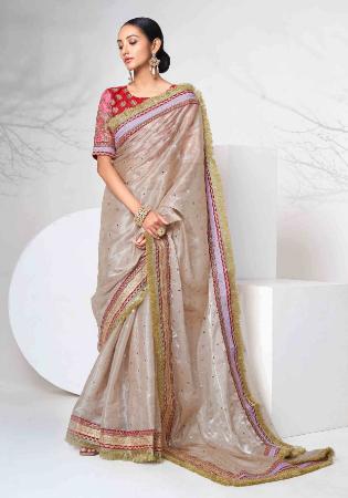 Picture of Nice Organza Rosy Brown Saree