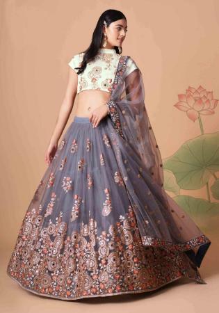 Picture of Delightful Silk Dim Gray Lehenga Choli