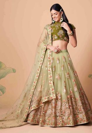 Picture of Alluring Silk Dark Khaki Lehenga Choli