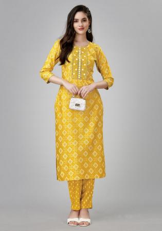 Picture of Enticing Rayon Golden Rod Kurtis & Tunic