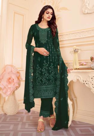 Picture of Georgette Dark Slate Grey Straight Cut Salwar Kameez