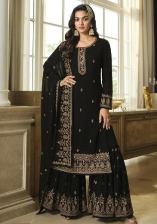 Picture of Bewitching Georgette Black Straight Cut Salwar Kameez