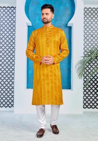 Picture of Radiant Silk Golden Rod Kurtas