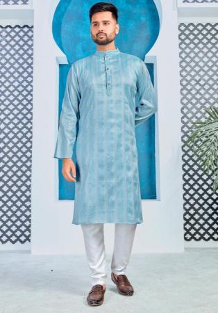 Picture of Grand Silk Light Steel Blue Kurtas