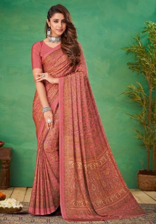 Picture of Exquisite Crepe & Silk Indian Red Saree