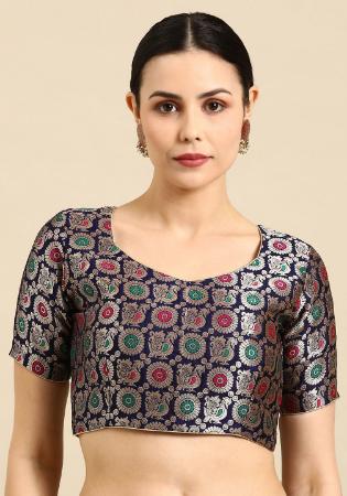 Picture of Elegant Silk Navy Blue Designer Blouse