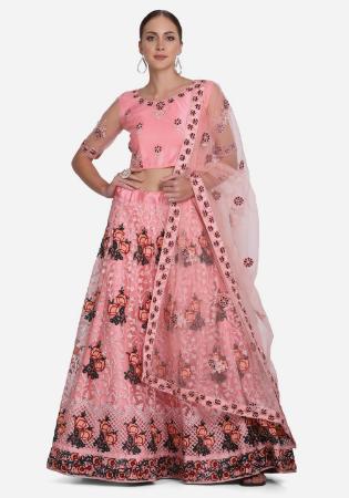 Picture of Superb Georgette & Net Light Coral Lehenga Choli