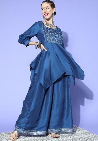 Picture of Chiffon & Crepe Dark Slate Blue Kurtis And Tunic