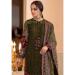 Picture of Georgette Dark Olive Green Straight Cut Salwar Kameez