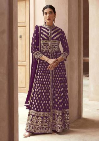 Picture of Pleasing Georgette Brown Anarkali Salwar Kameez