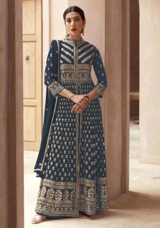 Picture of Beautiful Georgette Medium Blue Anarkali Salwar Kameez