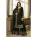 Picture of Georgette Dark Olive Green Straight Cut Salwar Kameez