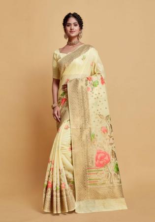 Picture of Fascinating Silk Pale Golden Rod Saree