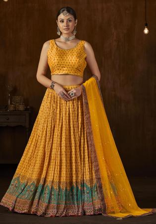 Picture of Classy Silk Dark Golden Rod Readymade Lehenga Choli