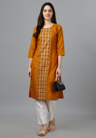 Picture of Beautiful Cotton Dark Golden Rod Kurtis & Tunic