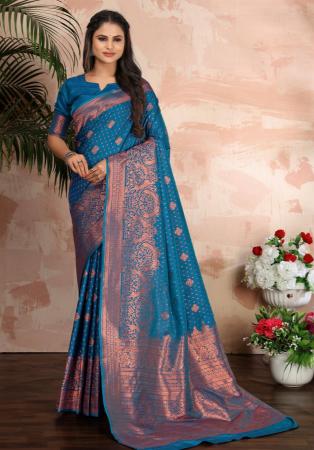 Picture of Enticing Silk Dark Cyan Saree