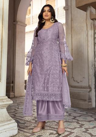 Picture of Sublime Net Grey Straight Cut Salwar Kameez